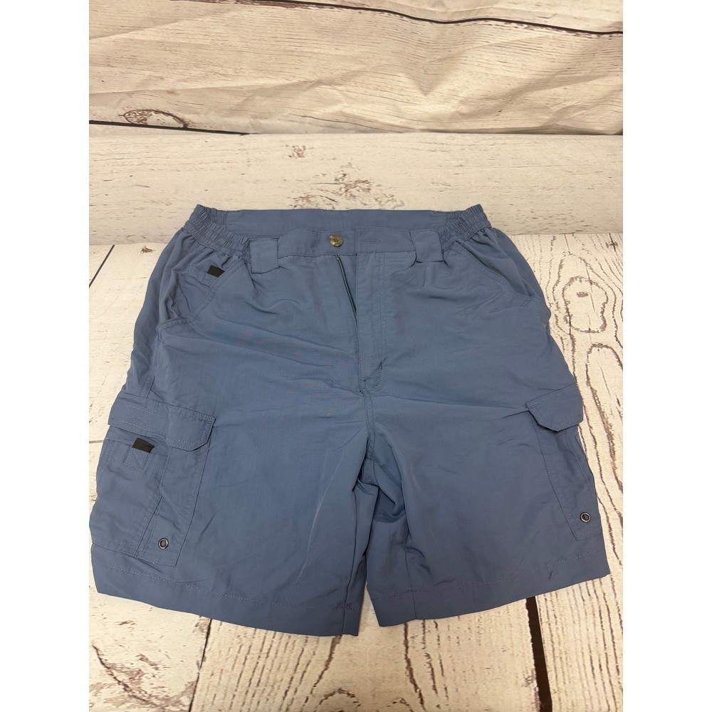 Bimini Bay Outfitters Men Blue Nylon Cargo Fishing Hiking Shorts Size 36